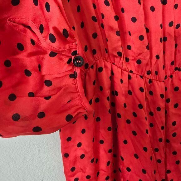 MOSCHINO Cheap and Chic Red Polka Dot Silk Jumpsuit Size 6 - Picture 4 of 12